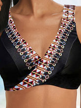 Women's Swimwear Bikini 2 Piece Plus Size Swimsuit Open Back Printing Geometic Black Tank Top V Wire Bathing Suits Sports Vacation Fashion / Sexy / Modern / New